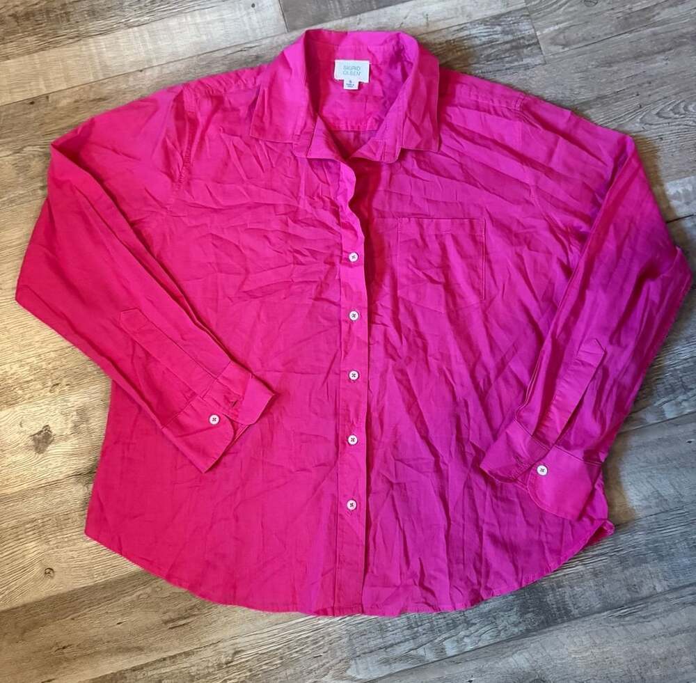 Sigrid Olsen Button-Down Shirt Size S Pink Cotton